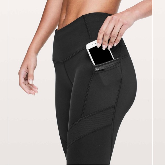 Lululemon Keep The Fleece Tight *28" Solid Black Leggings Pants Size 4 - Picture 3 of 13